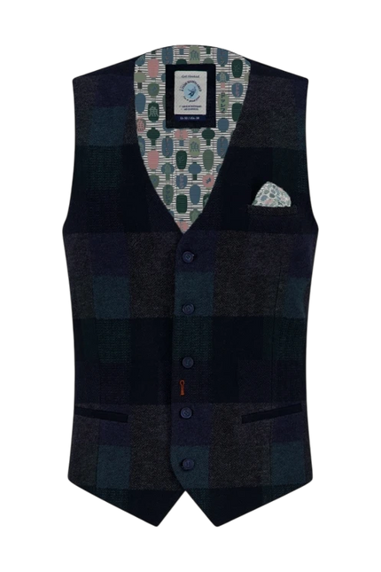 A fish named Fred waistcoat bold check, dark green