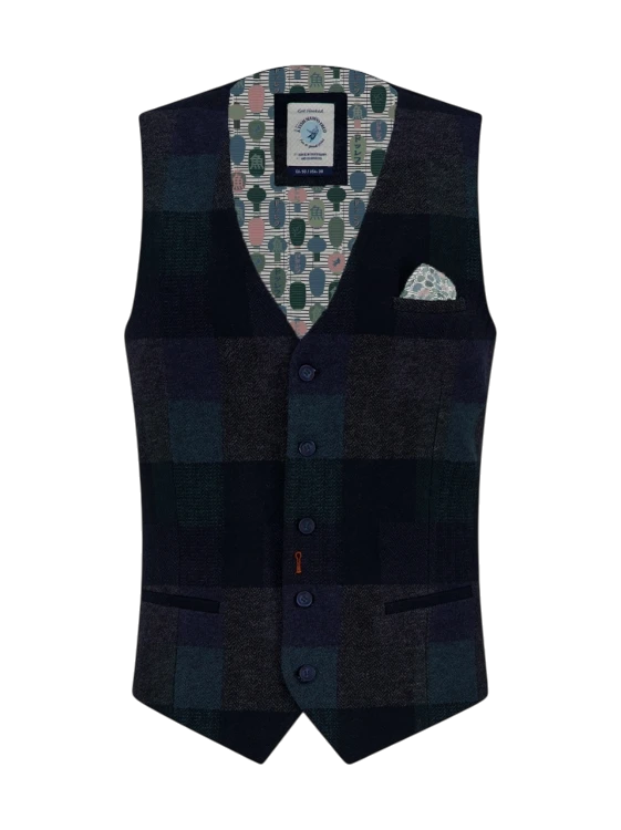 A fish named Fred waistcoat bold check, dark green