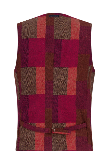 A fish named Fred waistcoat bold check, burgundy
