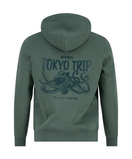 A FISH NAMED FRED HOODIE SQUID TOKYO TRIP - FOREST GREEN