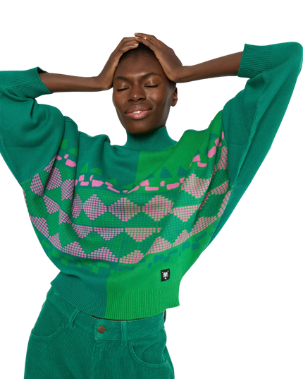 Diamond Loom Egg chunky pullover green