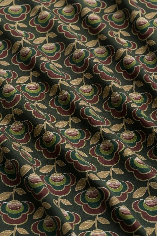 Sue Trousers Jersey, abstract flower green