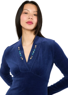 BLUTSGESCHWISTER JURK VELVET GLAMOUR AURA, INDIGO DEPTHS BLUE