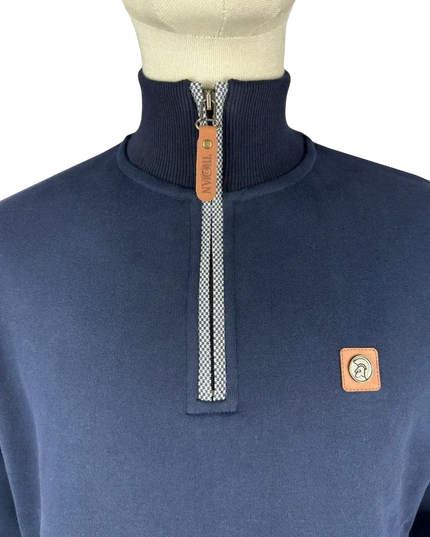 TROJAN Moletom com Zíper 1/4 e Acabamento Jacquard marinho