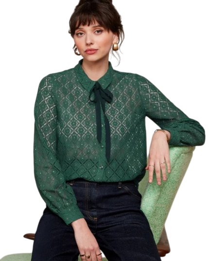 Maisie Blouse Artiste Lace, Amazon Green