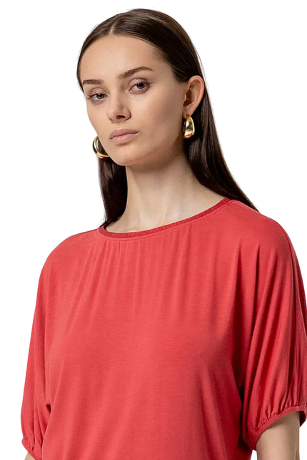 SURKANA PUFF SLEEVE SHORT SLEEVE TEE - RED