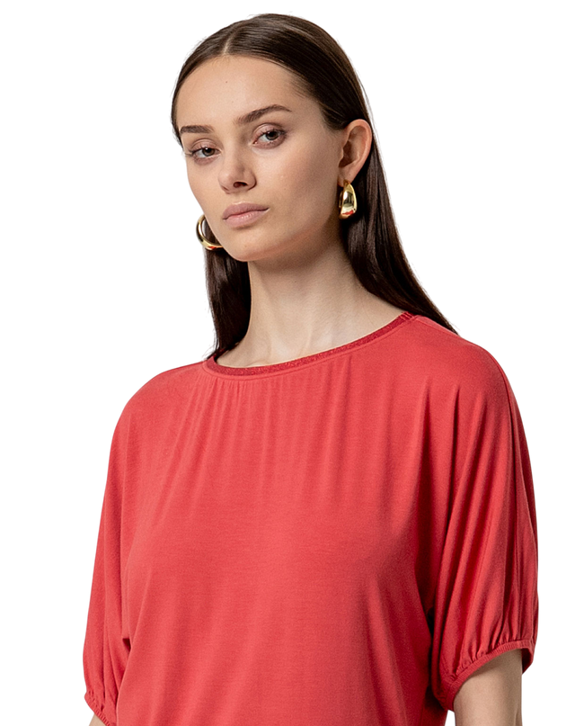 PUFF SLEEVE SHORT SLEEVE TEE - RED