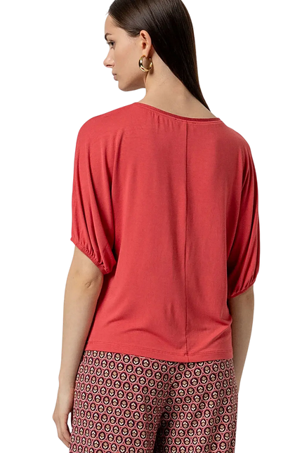 SURKANA PUFF SLEEVE SHORT SLEEVE TEE - RED