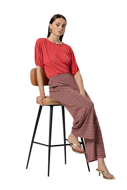 SURKANA PUFF SLEEVE SHORT SLEEVE TEE - RED