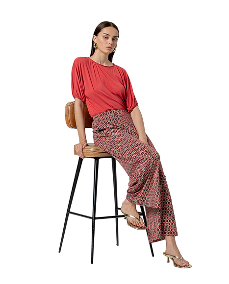 PUFF SLEEVE SHORT SLEEVE TEE - RED