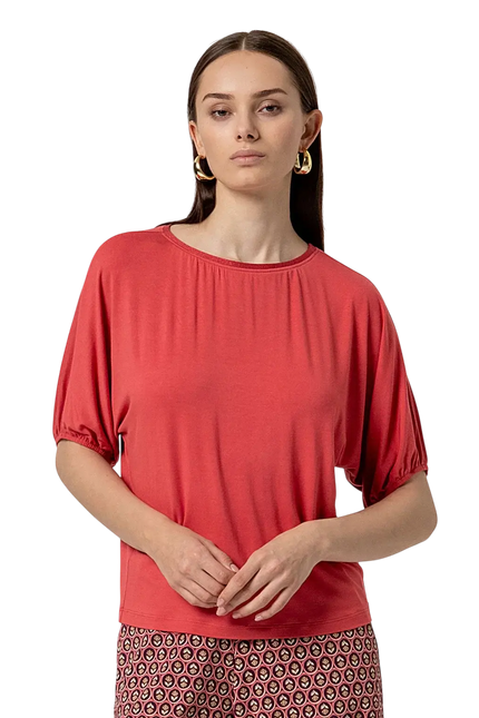 SURKANA PUFF SLEEVE SHORT SLEEVE TEE - RED
