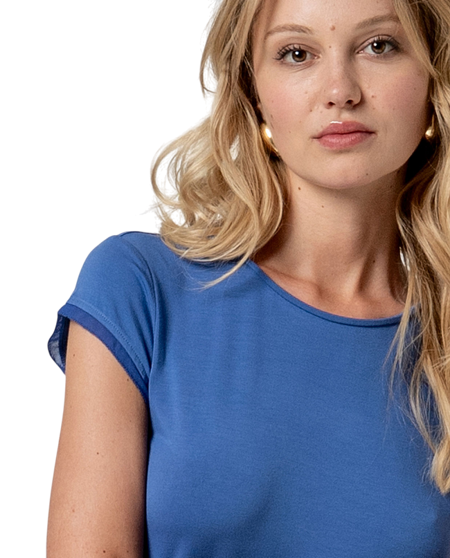 PUFF SLEEVE SHORT SLEEVE TEE - BLUE