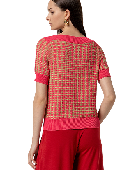 BOAT NECK SHORT SLEEVE SWEATER PINK