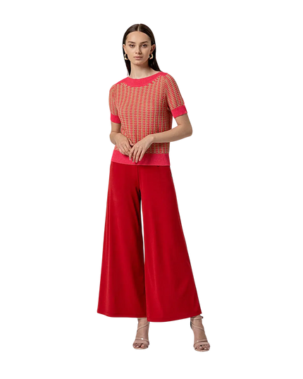SURKANA PINK BOAT NECK SHORT-SLEEVED SWEATER