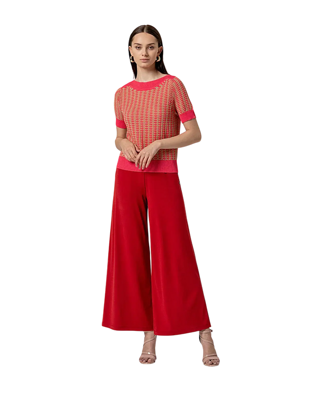 SURKANA PINK BOAT NECK SHORT-SLEEVED SWEATER