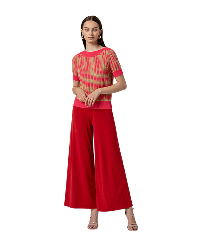 BOAT NECK SHORT SLEEVE SWEATER PINK