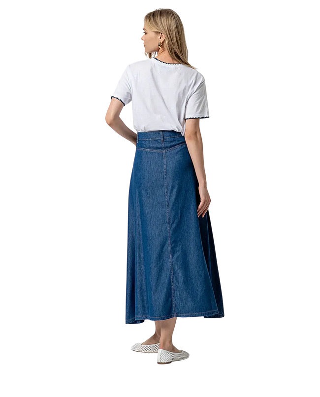 BLUE MAXI SKIRT WITH SLIT