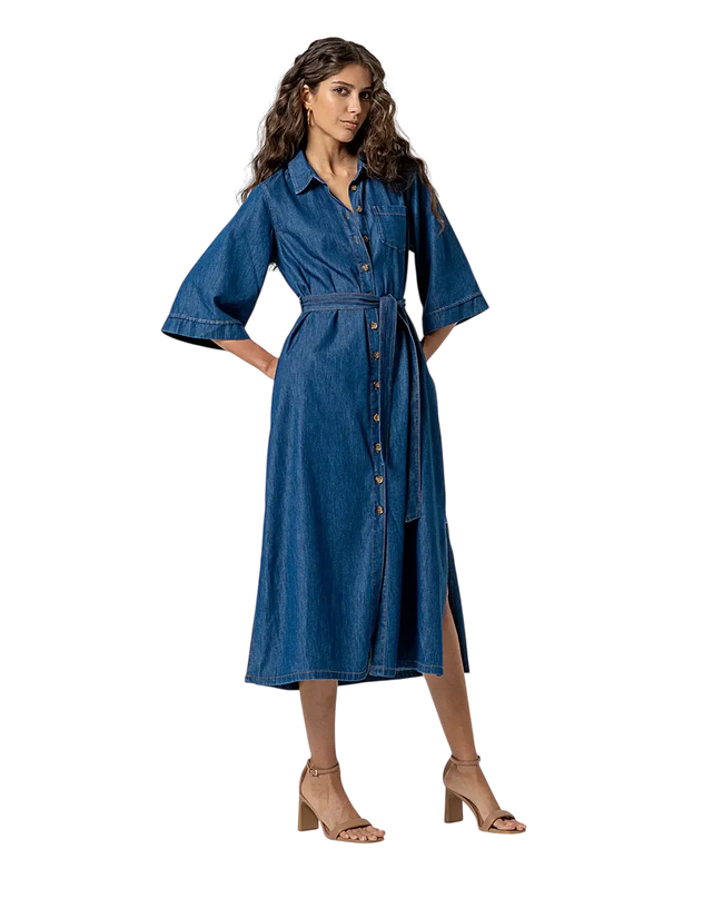BLUE LONG SHIRT DRESS