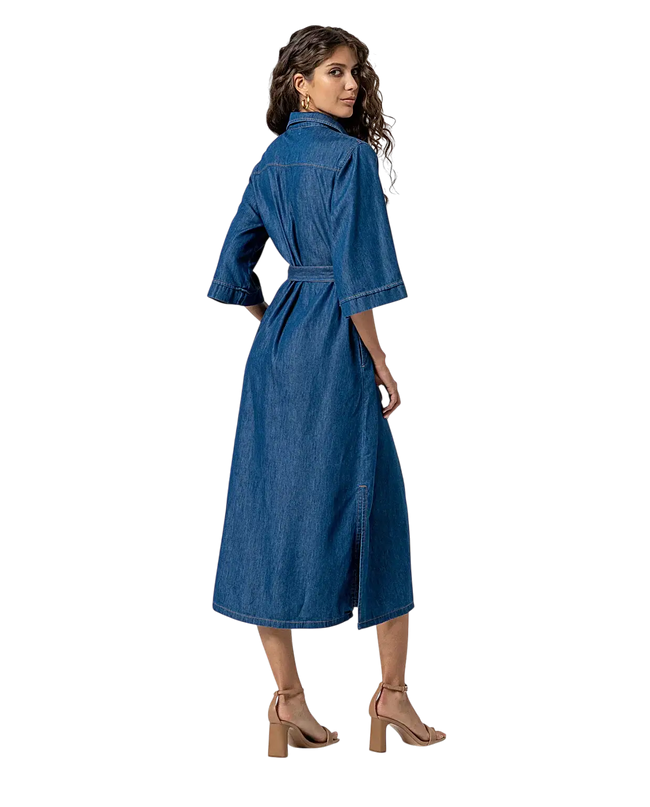 BLUE LONG SHIRT DRESS