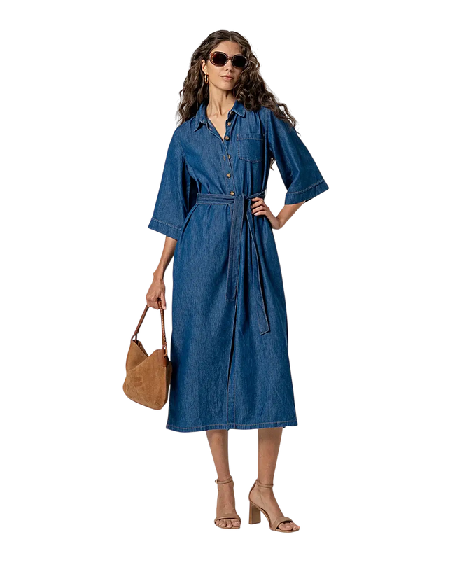 BLUE LONG SHIRT DRESS