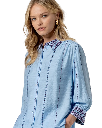 SURKANA SKY BLUE 3/4 WIDE-SLEEVE SHIRT