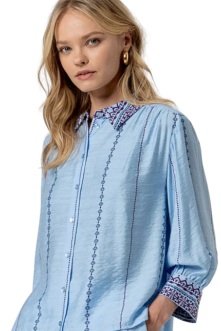 SURKANA 3/4 WIDE SLEEVE SHIRT SKY BLUE