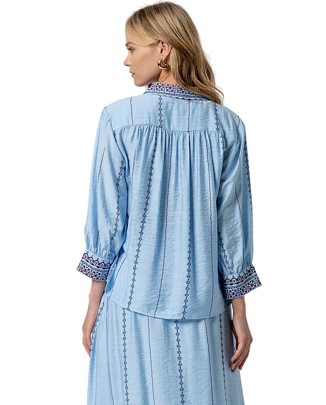 SURKANA SKY BLUE 3/4 WIDE-SLEEVE SHIRT