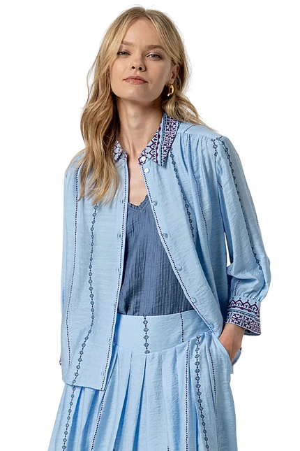 SURKANA 3/4 WIDE SLEEVE SHIRT SKY BLUE