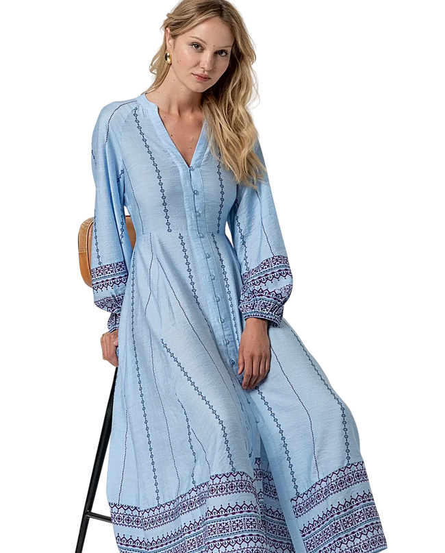 SURKANA SKY BLUE LONG SHIRT DRESS
