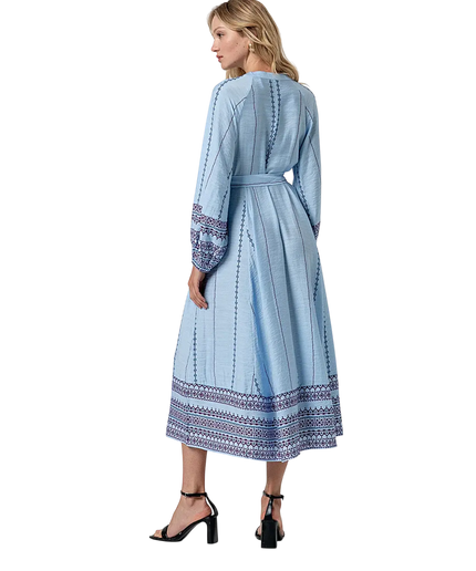 VESTIDO CAMISERO LARGO SURKANA AZUL CIELO