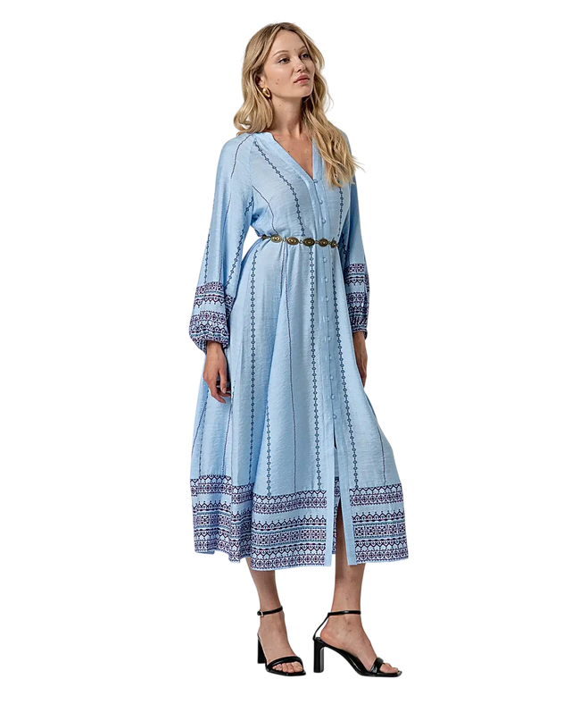 SURKANA SKY BLUE LONG SHIRT DRESS