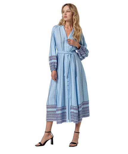 VESTIDO CAMISERO LARGO SURKANA AZUL CIELO