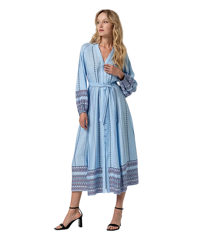 SURKANA SKY BLUE LONG SHIRT DRESS