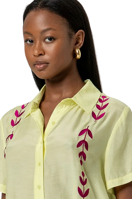 SURKANA EMBROIDED SHORT SLEEVE SHIRT LIGHT YELLOW