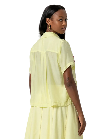 SURKANA LIGHT YELLOW EMBROIDERED SHORT-SLEEVED SHIRT