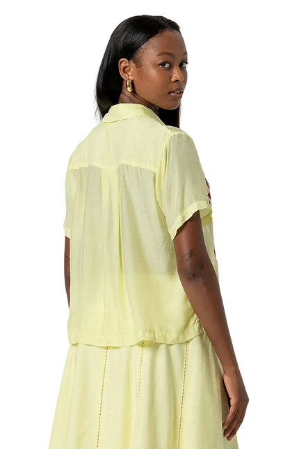 SURKANA EMBROIDED SHORT SLEEVE SHIRT LIGHT YELLOW