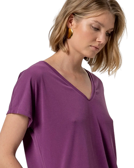 PURPLE SLEEVELESS V-NECK T-SHIRT