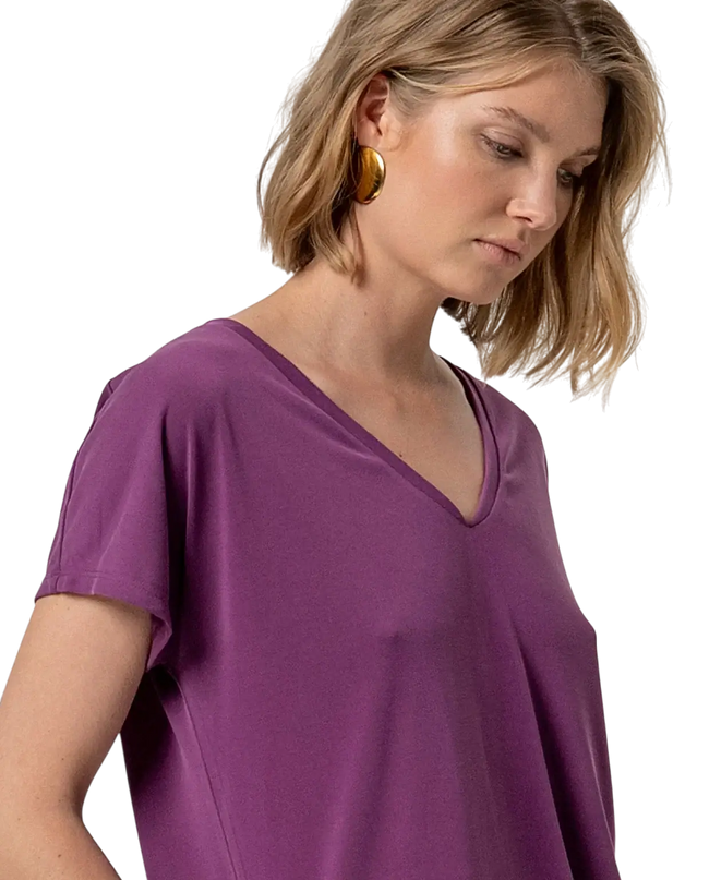 PURPLE SLEEVELESS V-NECK T-SHIRT