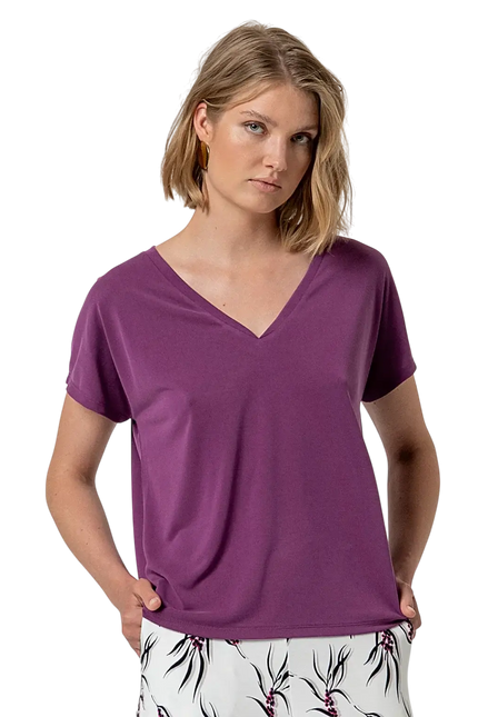 SURKANA SLEEVELESS V-NECK T-SHIRT PURPLE