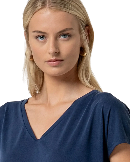 ÄRMELÖS T-SHIRT MED V-RINGNING MÖRKBLA