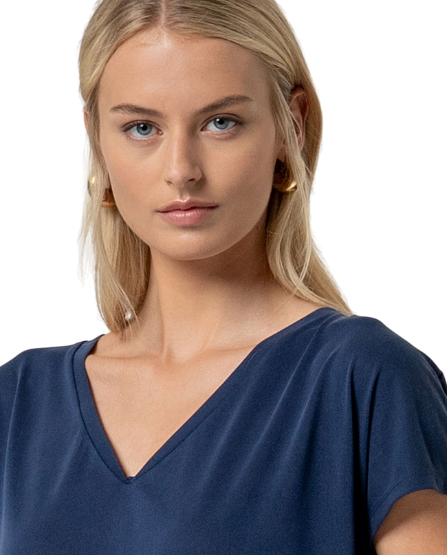 SLEEVELESS V-NECK T-SHIRT NAVY BLUE