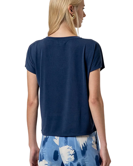 ÄRMELÖS T-SHIRT MED V-RINGNING MÖRKBLA