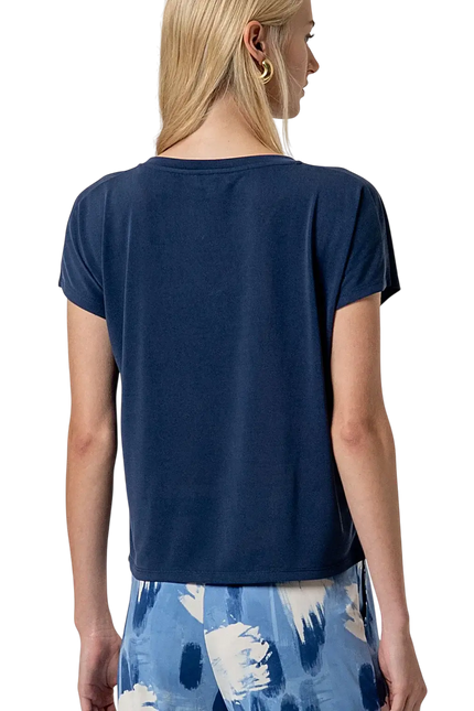 ÆRMELØS T-SHIRT MED V-HALS MØRKEBLÅ