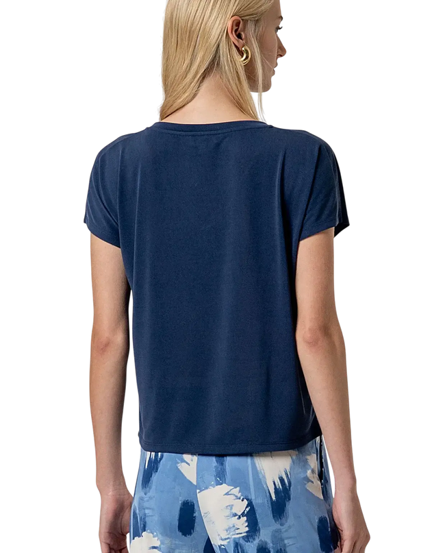 NAVY BLUE SLEEVELESS V-NECK T-SHIRT