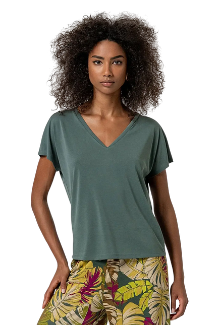 SURKANA SLEEVELESS V-NECK T-SHIRT BOTTLE GREEN
