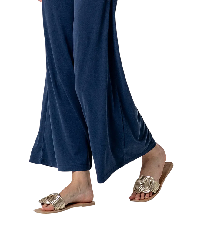NAVY BLUE WIDE-LEG PANTS
