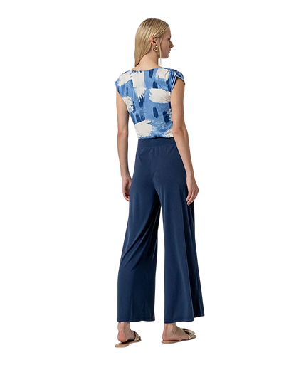 PANTALONI A GAMBA LARGA BLU NAVY