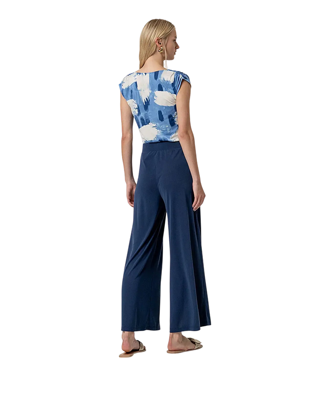 NAVY BLUE WIDE-LEG PANTS