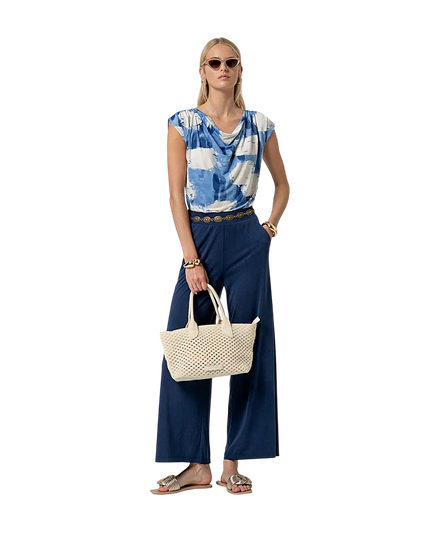 PANTALONI A GAMBA LARGA BLU NAVY