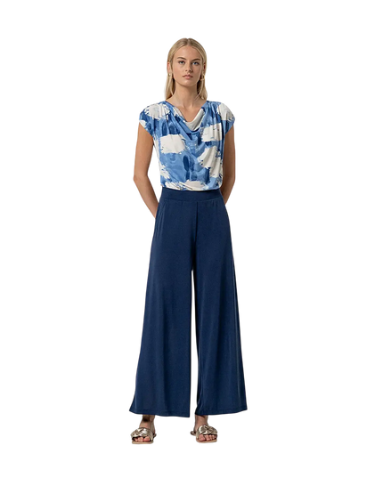 PANTALONI A GAMBA LARGA BLU NAVY